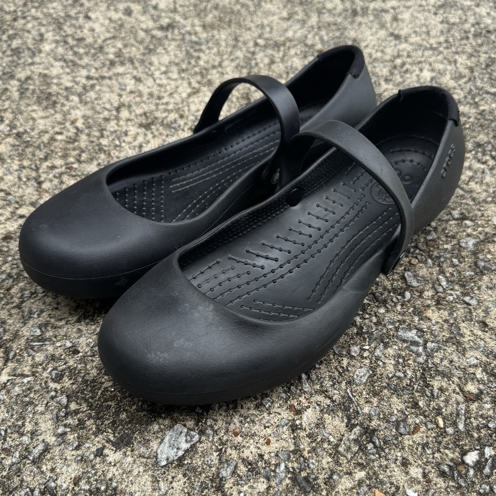 Crocs Womens Alice Mary Jane Shoes Womens 9 Black Slip On Comfort Slip Resistant